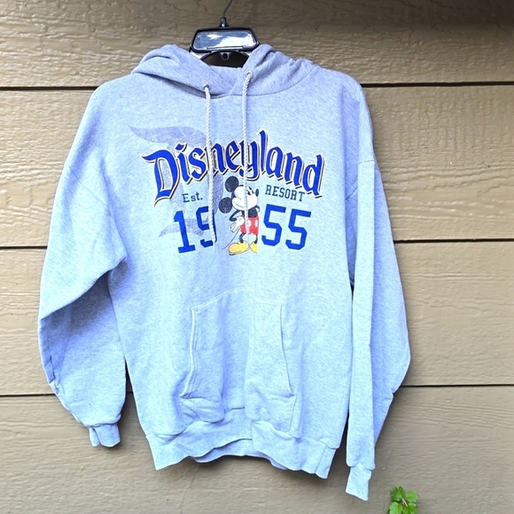 Vintage Authentic - Disneyland - Gray Fuzzy Hooded Sweatshirt - Size L - Picture 1 of 5